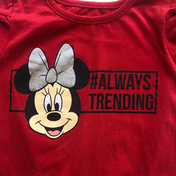 Disney Junior Minnie Graphic Red T-Shirt Girls Size 6 Short Sleeves Front Tie-Up - Picture 3 of 15